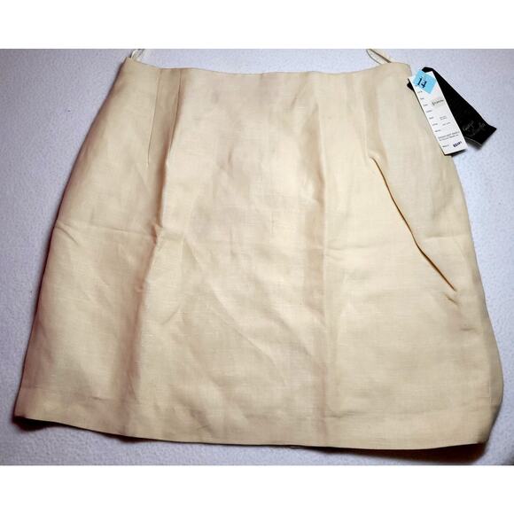 Giorgio Sant Angelo Womens Skirt 14 Linen Blend Vtg Yellow Mini Y2K 90s Preppy - Picture 1 of 5